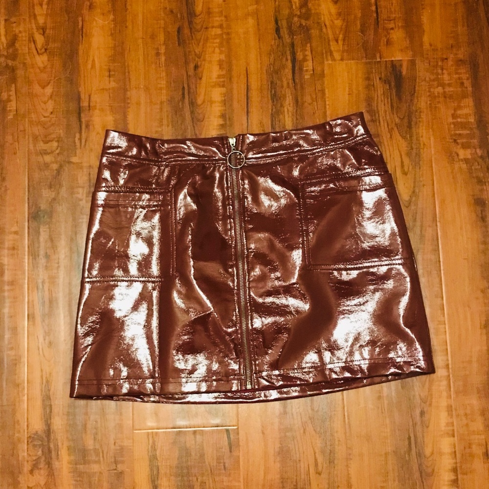 Faux leather PVC oxblood mini skirt